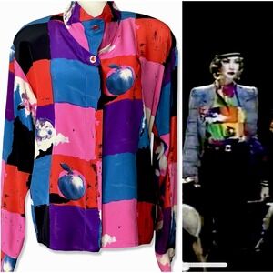 Emanuel Ungaro Parallele Paris Silk Blouse Vtg 80's Sz 6 Iconic Print Documented